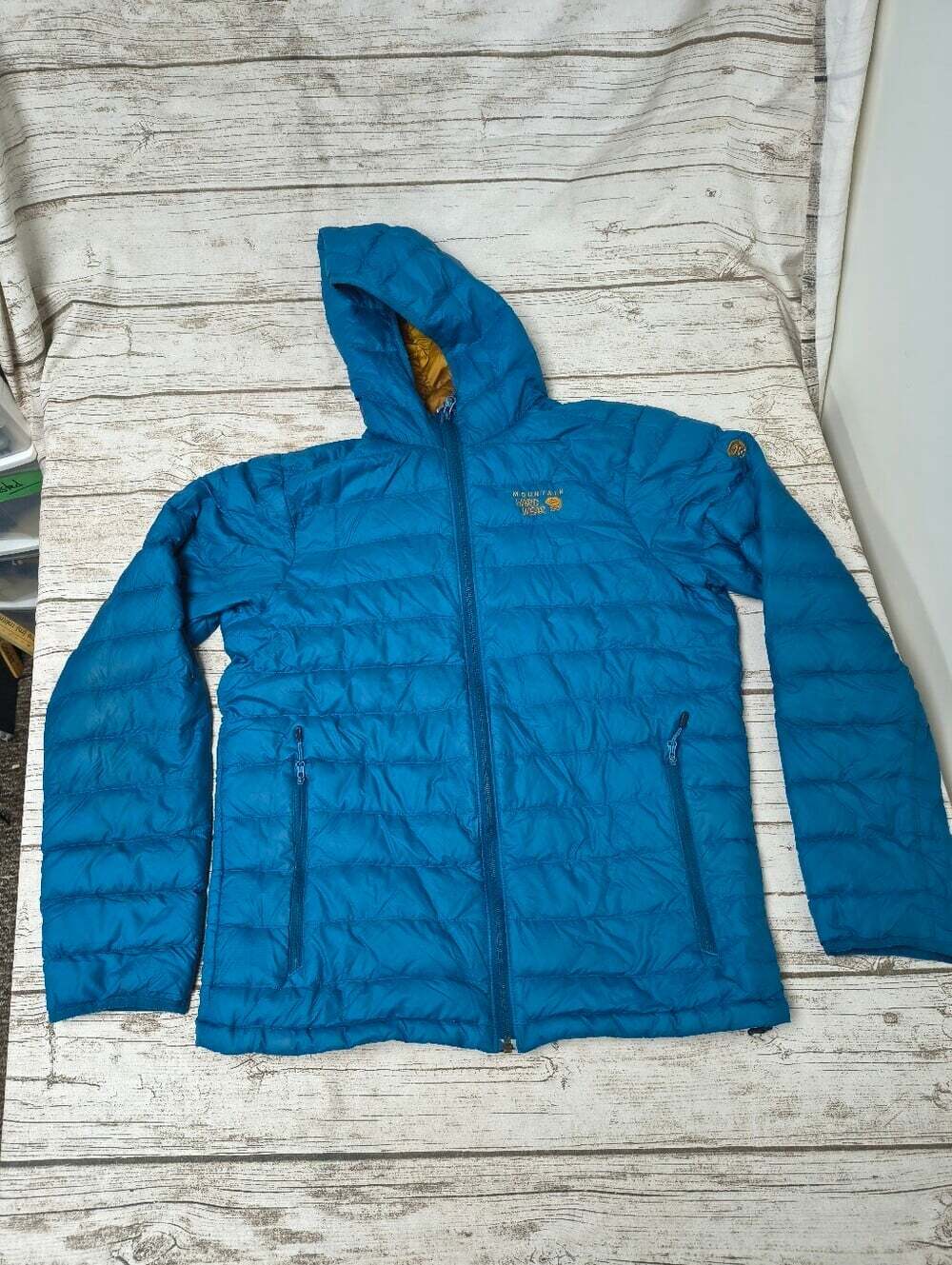 Mountain Hardwear Blue Hooded Lightweight Down Puffer Jacket Men Medium